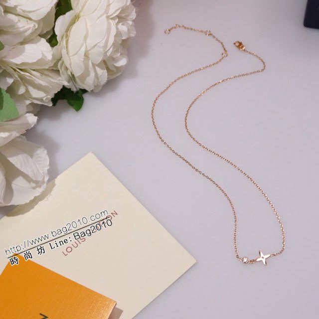 Louis Vuitton純銀飾品 路易威登單花單鑽項鏈 LV小號mini四葉花項鏈  zglv1961
